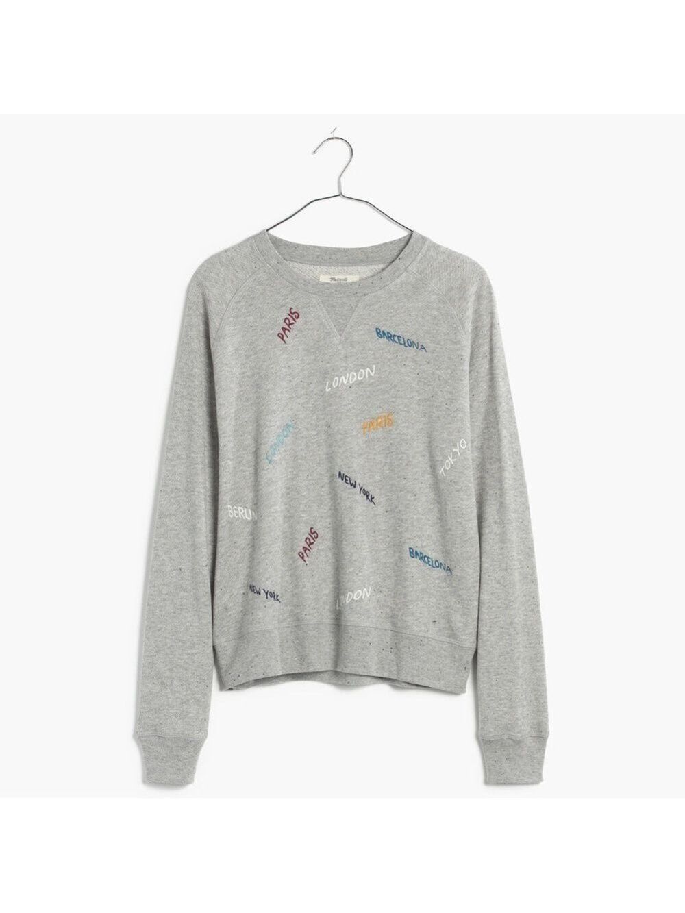 Madewell Embroidered Throwback Sweatshirt Hthr Concrete Size Small